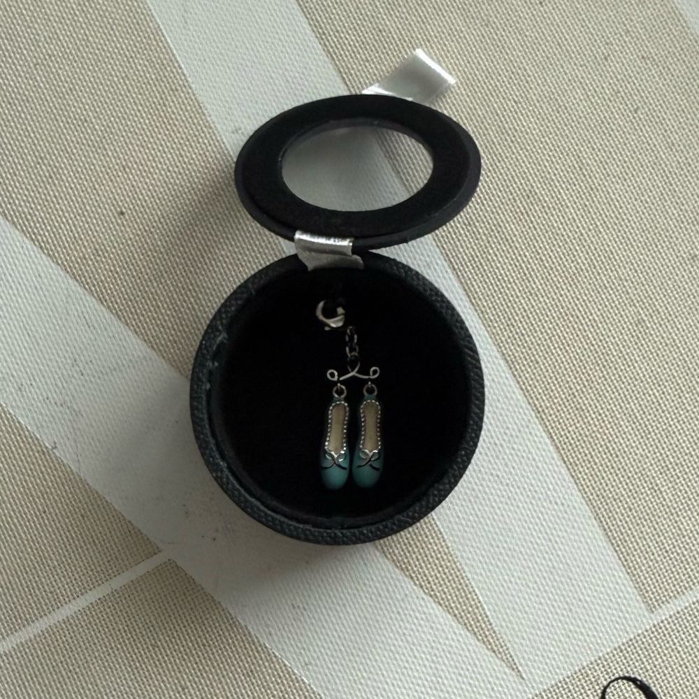 Triton Ballet Slippers Charm — Blue Enamel Silver-Tone with Gift Box NWT